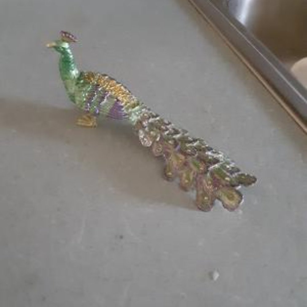 Vintage Peacock Pill Box